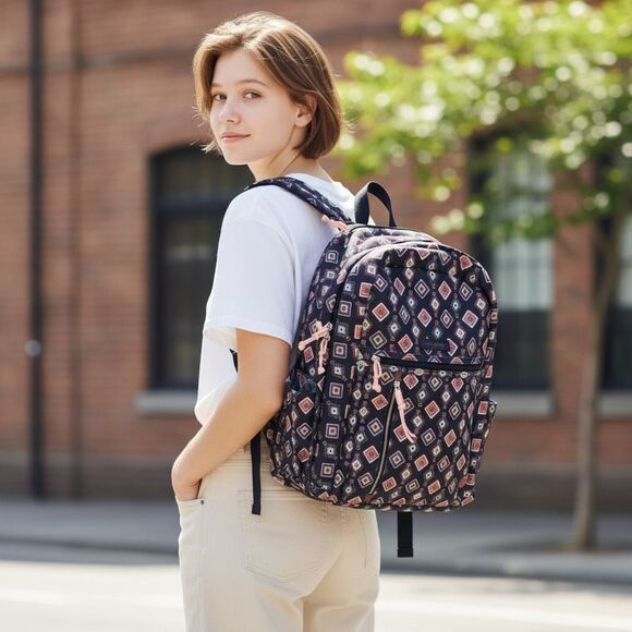Vera Bradley Lighten Up Backpack Grand Navy Medallion New - Picture 1 of 12